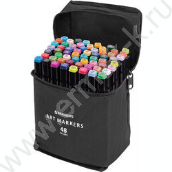 Маркер для скетчинга /набор  48цв/ двусторонний 1мм/6мм круг/косой /текстил. сумка NEW | Фото 1