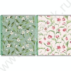 Тетрадь  48л клетка/спираль "Цветочный паттерн-14" ассорти NEW | Фото 1