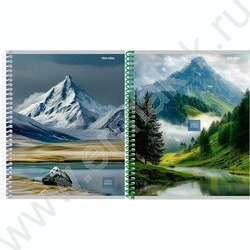 Тетрадь  48л клетка/спираль "Горные вершины" /твин-лак mix NEW | Фото 1