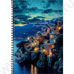 Тетрадь  80л А4 клетка/спираль "Ночной город у моря" NEW | Фото 1