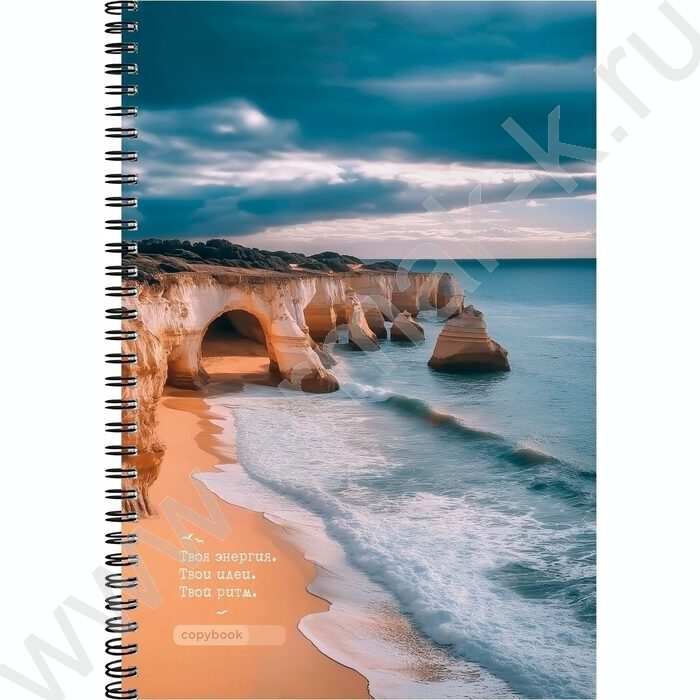 Тетрадь  96л А4 клетка/спираль "Песчаное побережье" | Фото 1