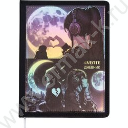 Дневник 1-11кл. /тв.обл. /иск.кожа /аппликация /ляссе "Silver Moon" NEW | Фото 1