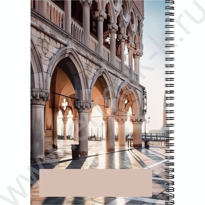 Тетрадь  96л А4 клетка/спираль "Архитектурные шедевры" /тиснение холст/ | Фото 4