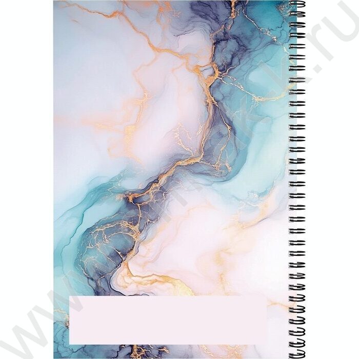 Тетрадь  96л А4 клетка/спираль "Мраморный узор" /тиснение холст/ | Фото 4