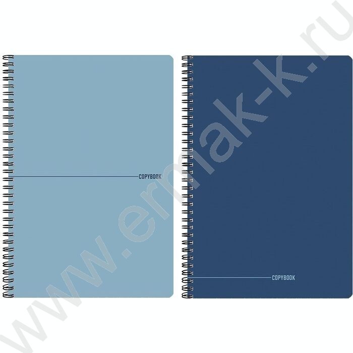 Тетрадь  96л А4 клетка/спираль "В синих тонах" /тиснение лён/ | Фото 1