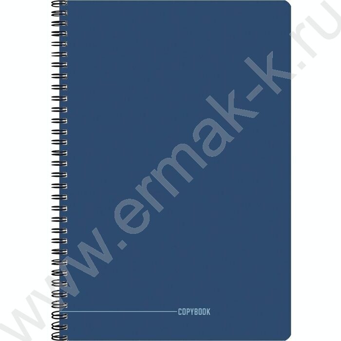 Тетрадь  96л А4 клетка/спираль "В синих тонах" /тиснение лён/ | Фото 4