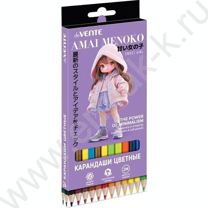 Карандаши  24цв Amai Menoko /шестигранные/ 2М, d грифеля-2,8мм, к/кор NEW | Фото 1