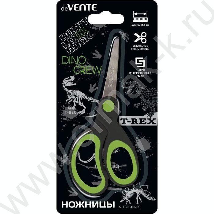 Ножницы 13,5см детские "T-Rex" /с закругл. кончиками лезвий /прорезин.колца /блистер | Фото 1