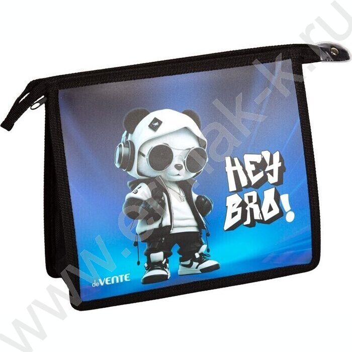Папка для тетрадей A5 "Hey Bro" текстиль,  молния сверху, текст.расшир. NEW | Фото 1