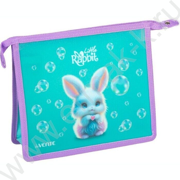 Папка для тетрадей A5 "Little Rabbit" текстиль,  молния сверху, текст.расшир. NEW | Фото 1