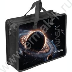 Папка для тетрадей A4 "Darkness of the Universe" текстиль,  молния сверху, текст.расшир., с ручк NEW | Фото 1