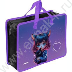 Папка для тетрадей A4 "Friends Forever" текстиль,  молния сверху, текст.расшир., с ручками NEW | Фото 1