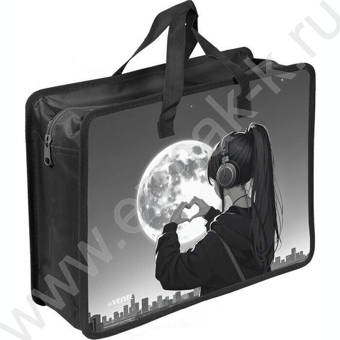 Папка для тетрадей A4 "Silver Moon" текстиль,  молния сверху, текст.расшир., с ручками NEW | Фото 1