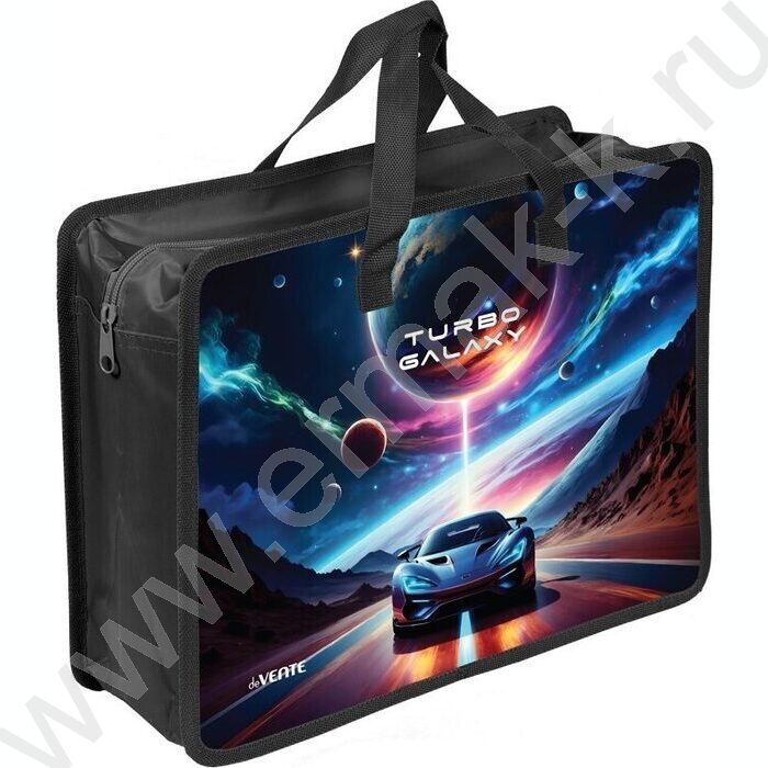 Папка для тетрадей A4 "Turbo Galaxy" текстиль,  молния сверху, текст.расшир., с ручками NEW | Фото 1