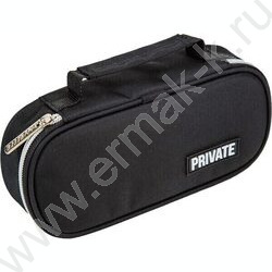 Пенал-овальный на молнии 21*10*6см "Private", полиэстер, с ручкой для переноски /черный NEW | Фото 1