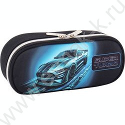 Пенал-овальный на молнии 21*8*5см "Super Turbo", полиэстер, с 2-мя бегунками NEW | Фото 1