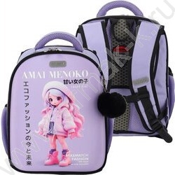 Рюкзак школьный 35x27x13см "Amai Menoko" /2отд., 2бок.карм., эргоном. спинка /лавандовый NEW | Фото 3