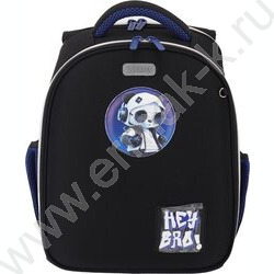Рюкзак школьный 35x27x13см "Hey Bro" /2отд., 2бок.карм., эргоном. спинка /черный NEW | Фото 2