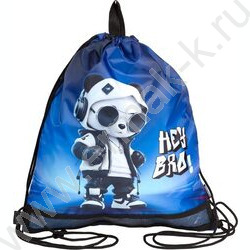 Сумка д/обуви 40*47см  водооттал. полиэстер, на верев. завязке, петля /черный "Hey Bro" NEW | Фото 1