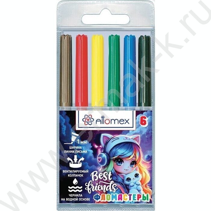 Фломастеры   6цв Best Friends вентилируемый колпачок, пласт. блистер NEW | Фото 1