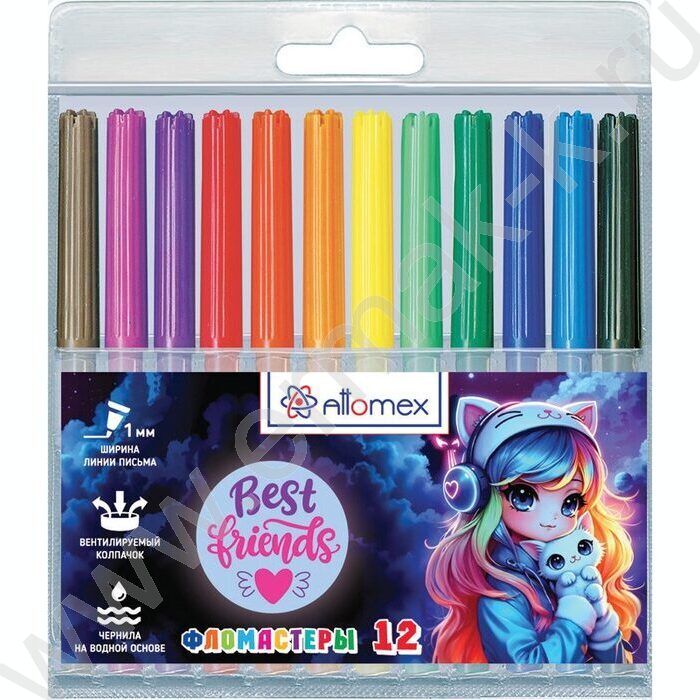 Фломастеры  12цв Best Friends вентилируемый колпачок, пласт. блистер NEW | Фото 1