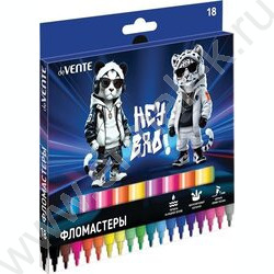 Фломастеры  18цв Hey Bro вентилируемый колпачок, к/кор с подвесом NEW | Фото 1