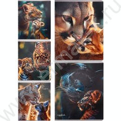 Тетрадь  48л клетка "Мамы и детёныши-1" /твин-лак,холодная фольга/ ассорти NEW | Фото 1