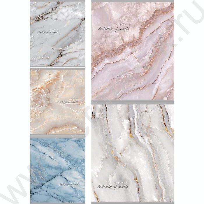 Тетрадь  96л клетка "Разный мрамор" /лен/ ассорти | Фото 1