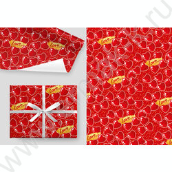 Бумага упаковочная глянцевая 100см*70см Любовь/80гр/м2 NEW | Фото 1