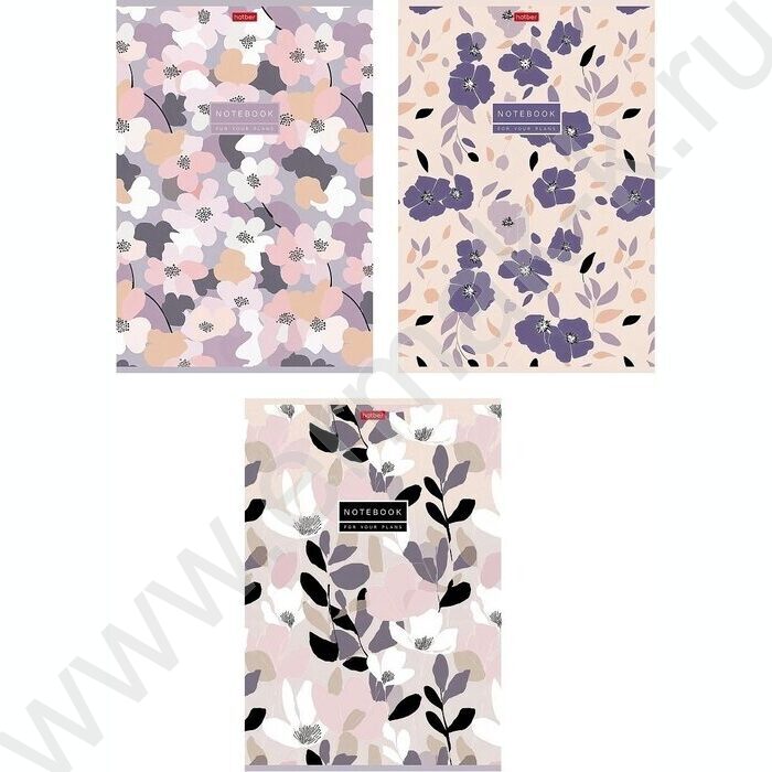 Тетрадь  96л А4 клетка "Музыка цветов" /ламинац.SOFT-TOUCH/ ассорти | Фото 1