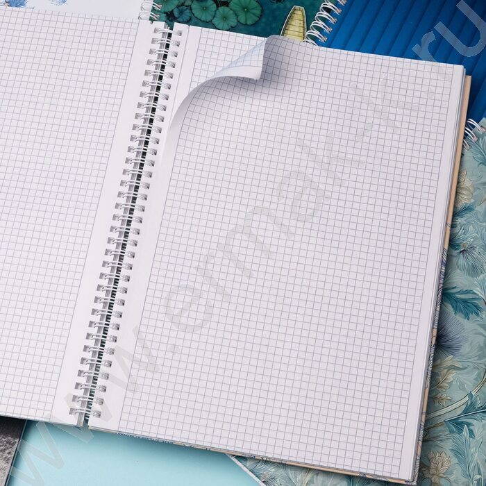 Тетрадь  96л А4 клетка/спираль/тв.обл. "Королевские пионы" /перфорация на отрыв,мат.ламин./ | Фото 2