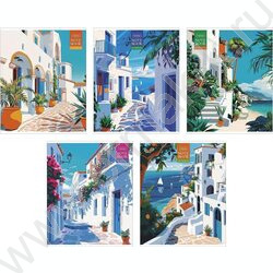 Тетрадь  48л клетка "Солнечные кварталы" /тиснение/ 5видов NEW | Фото 1