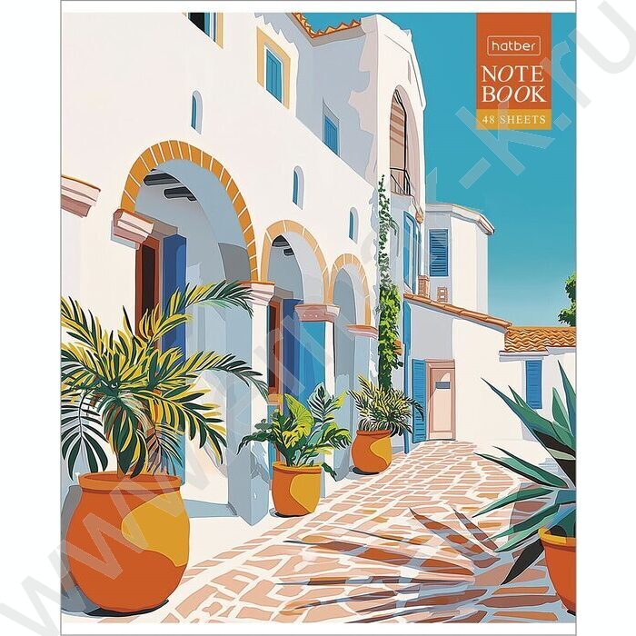 Тетрадь  48л клетка "Солнечные кварталы" /тиснение/ 5видов | Фото 2