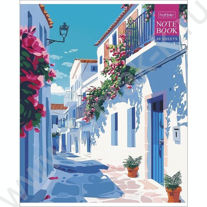 Тетрадь  48л клетка "Солнечные кварталы" /тиснение/ 5видов | Фото 5