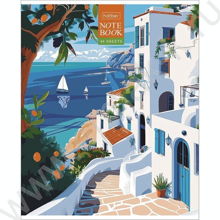 Тетрадь  48л клетка "Солнечные кварталы" /тиснение/ 5видов | Фото 6