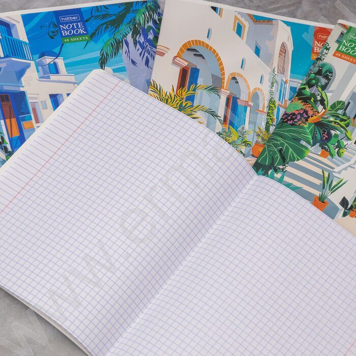 Тетрадь  48л клетка "Солнечные кварталы" /тиснение/ 5видов | Фото 7