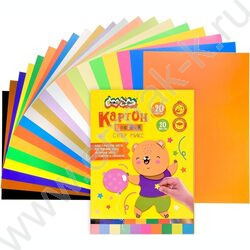 Картон цв. А4 20цв/20л мел. неон, пастель с золотом и серебром Каляка-Маляка NEW | Фото 1