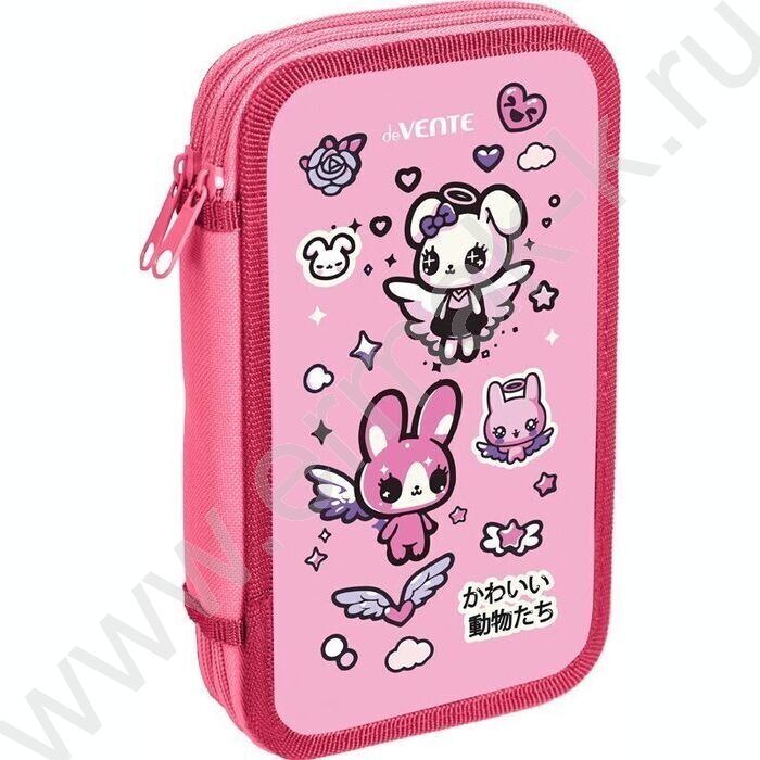 Пенал б/наполн. 2молнии  205x108мм "Lovely Little Friends", картон с конгрев. тиснением | Фото 1