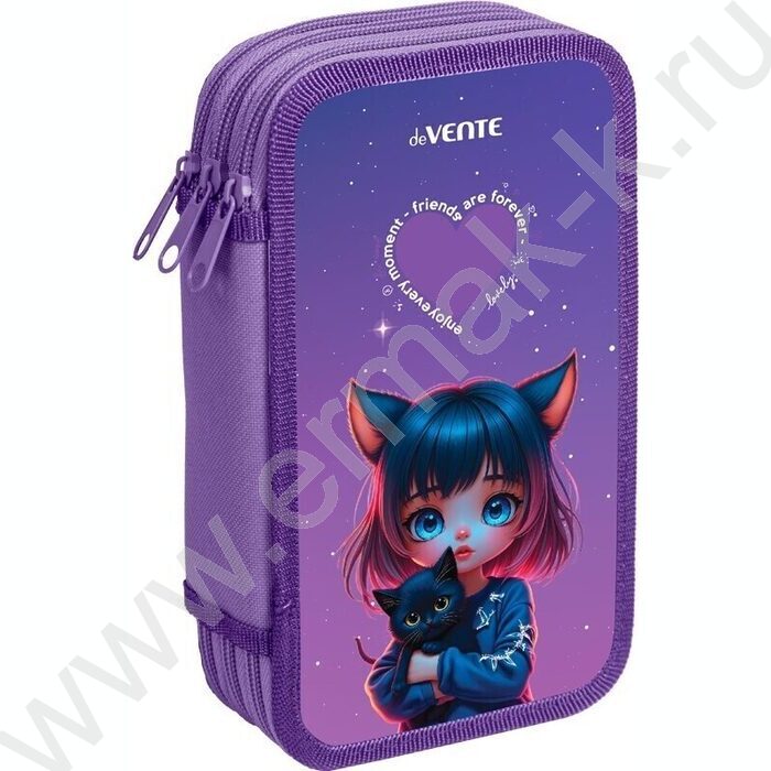 Пенал б/наполн. 3молнии 205x108мм "Friends Fore", картон с покрытием из фольги с конгрев. тиснен | Фото 1