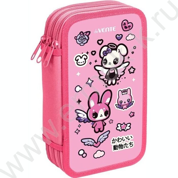 Пенал б/наполн. 3молнии 205x108мм "Lovely Little Friends", картон с конгрев. тиснением | Фото 1