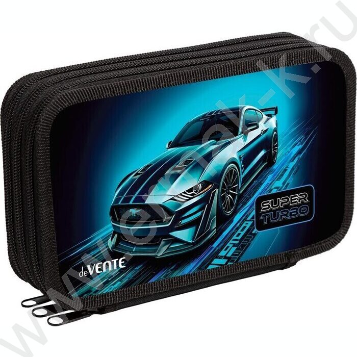 Пенал б/наполн. 3молнии 205x108мм "Super Turbo", картон с покрытием из фольги с конгрев. тиснени | Фото 1