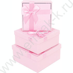 Набор подарочных коробок 3шт Rose розовый 19,5*19,5*9,5-15,5*15,5*6,5 NEW | Фото 1