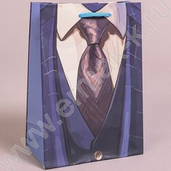 Пакет подарочный бумажный 14*20см Мужской микс NEW | Фото 3