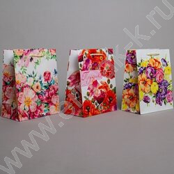 Пакет подарочный бумажный 18*23см Женский микс NEW | Фото 2