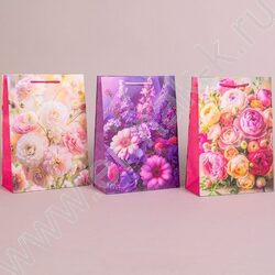 Пакет подарочный бумажный 22*31см Женский микс NEW | Фото 2