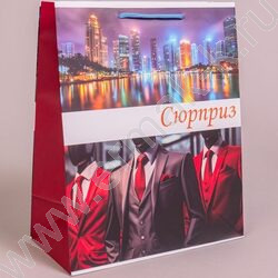 Пакет подарочный бумажный 26*32см Мужской микс NEW | Фото 4