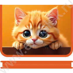 Папка д/тетрадей А4 пластик молния вокруг Рыжий котик NEW | Фото 1