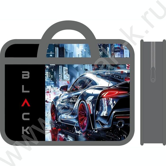 Папка д/тетрадей А4 пластик с ручками, широкая Black car | Фото 1