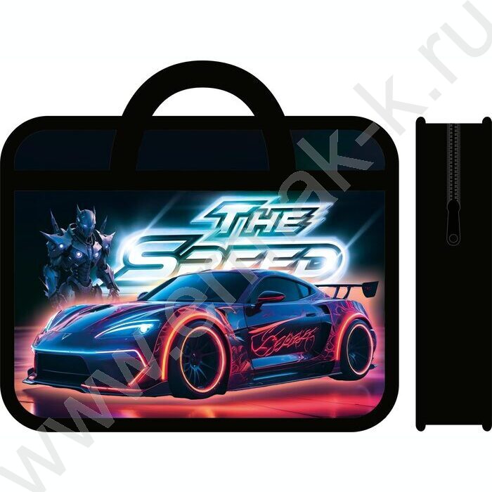 Папка д/тетрадей А4 пластик с ручками, широкая Неоновый авто | Фото 1