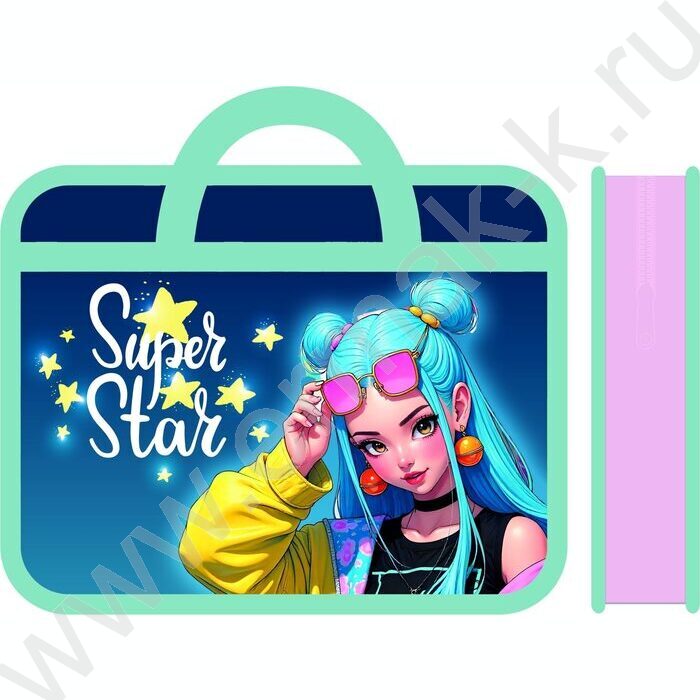 Папка д/тетрадей А4 пластик с ручками, широкая Суперзвезда | Фото 1